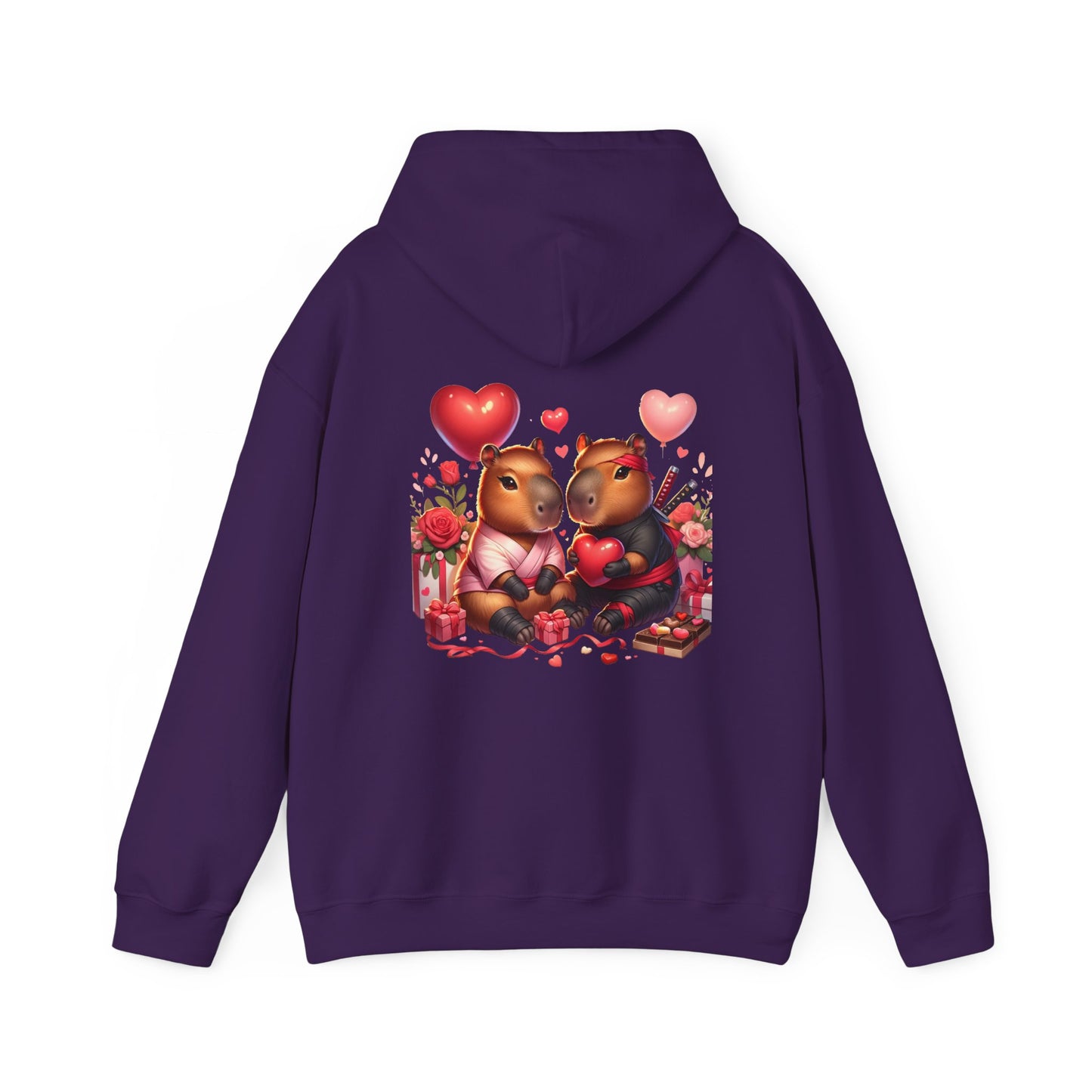 Valentine Capybara Ninja Unisex Heavy Blend Hooded Sweatshirt