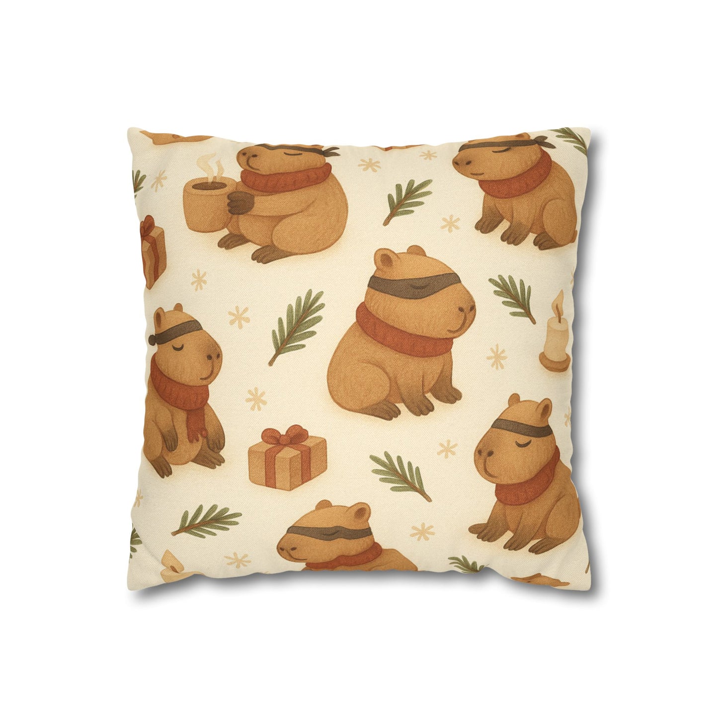 Capybara Ninja™ Cozy Winter Pillow — Calm, Soft & Premium Square Cushion