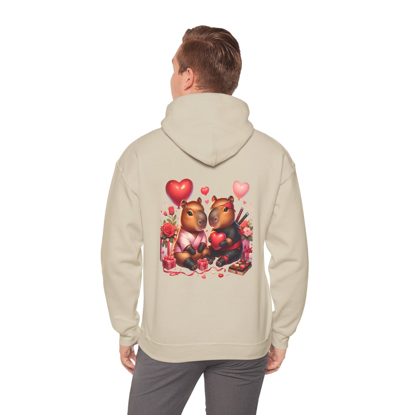 Valentine Capybara Ninja Unisex Heavy Blend Hooded Sweatshirt