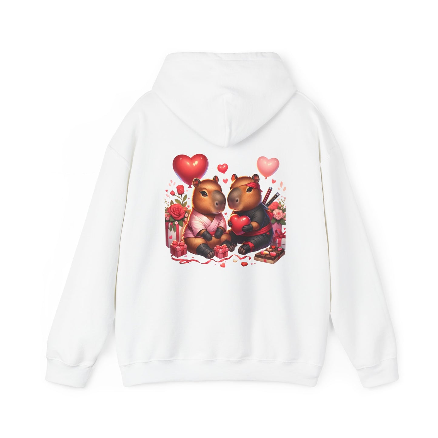 Valentine Capybara Ninja Unisex Heavy Blend Hooded Sweatshirt