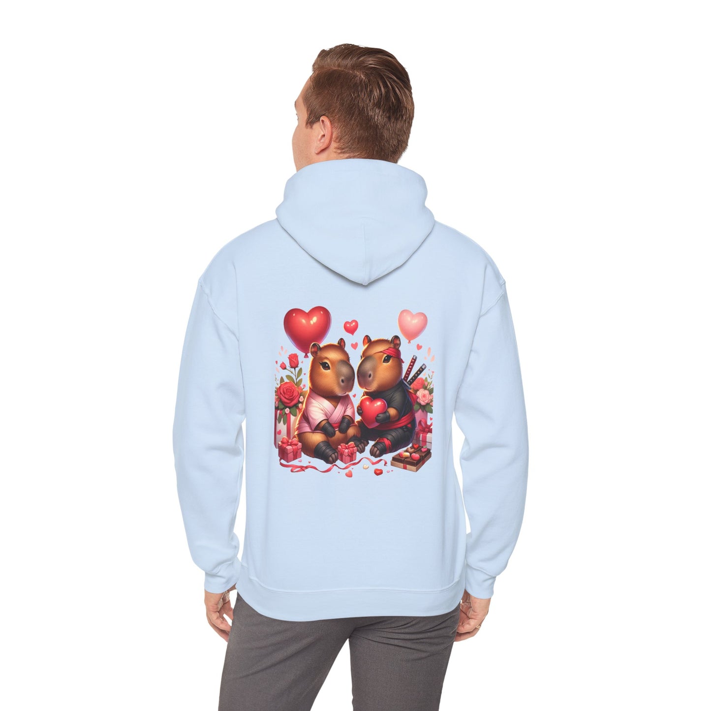 Valentine Capybara Ninja Unisex Heavy Blend Hooded Sweatshirt