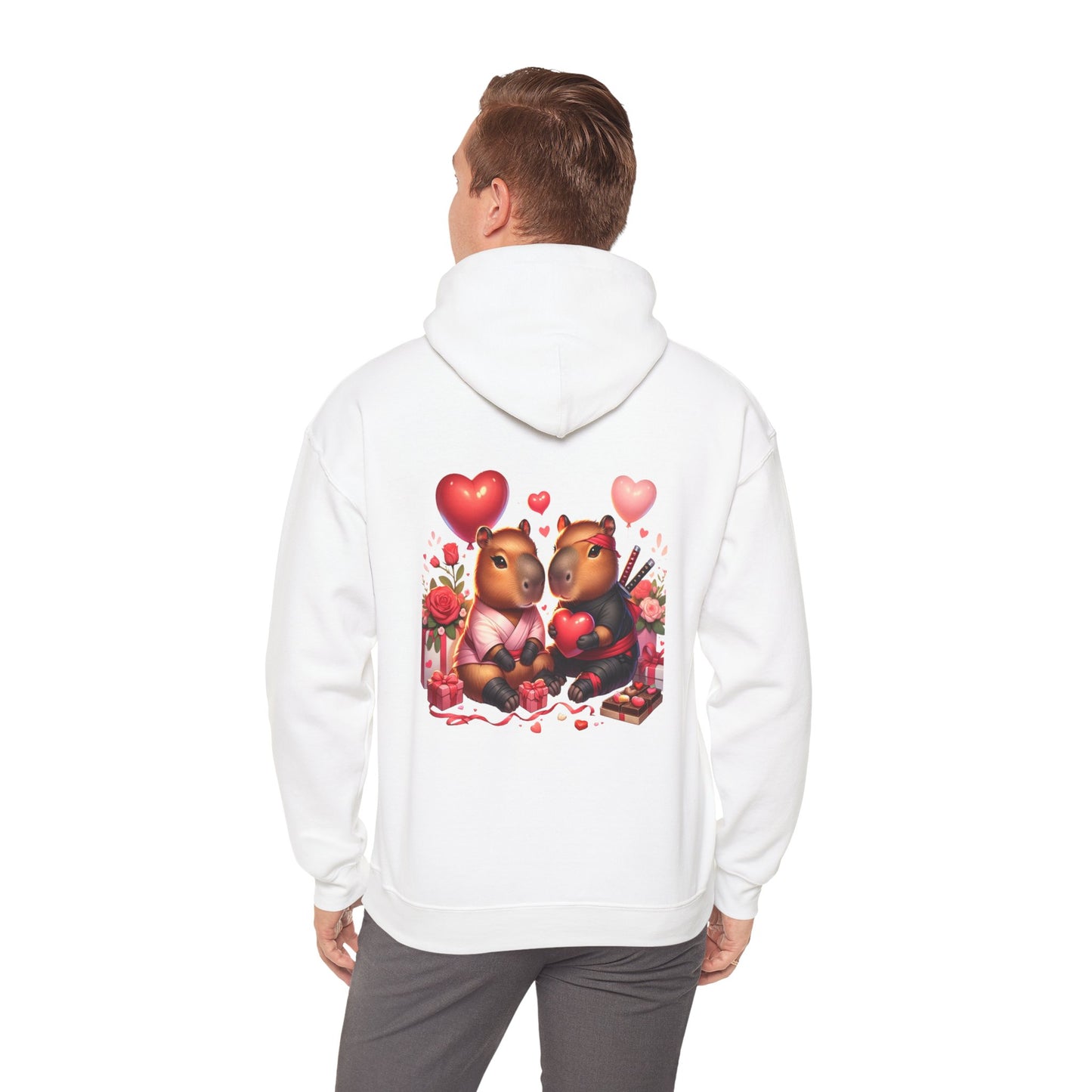 Valentine Capybara Ninja Unisex Heavy Blend Hooded Sweatshirt