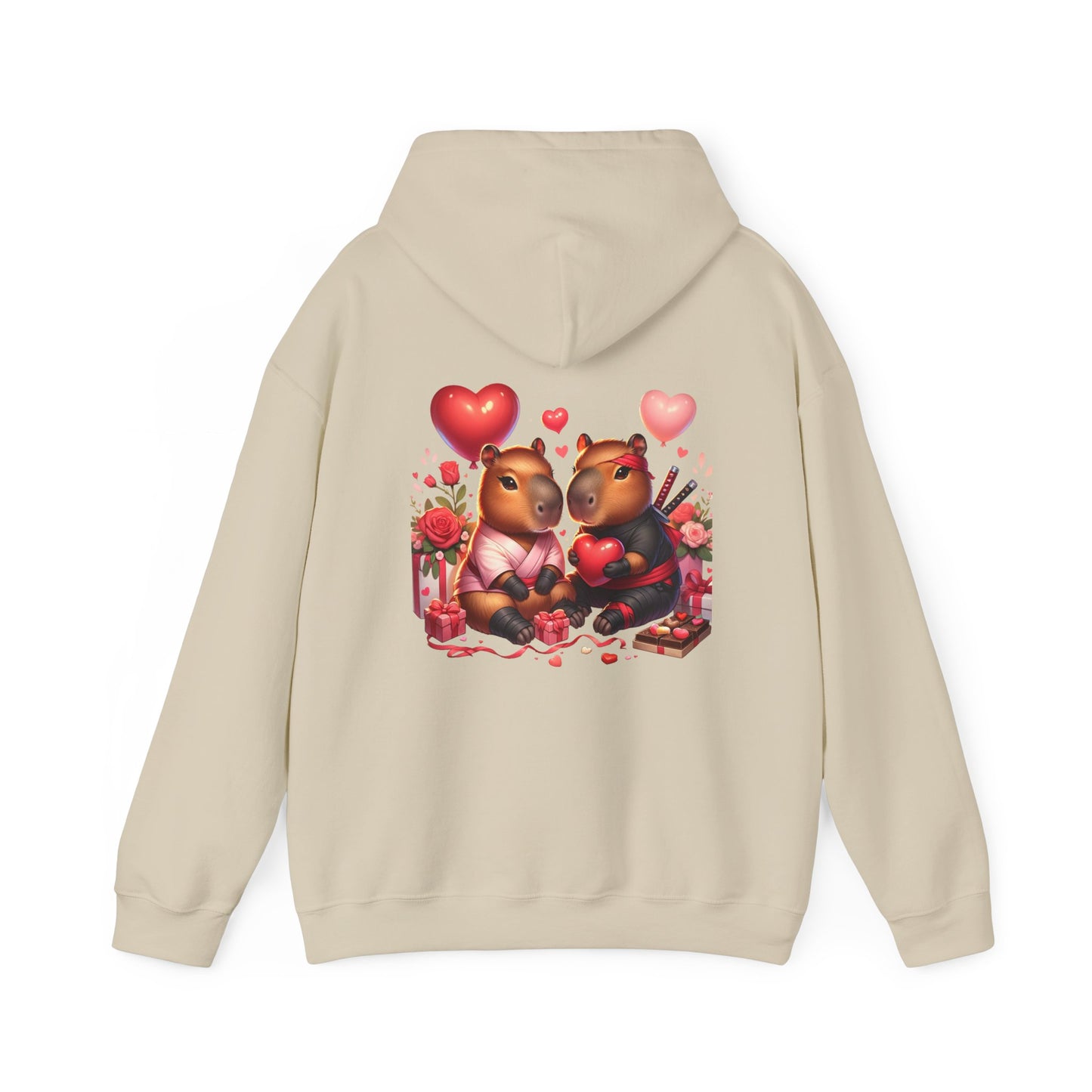 Valentine Capybara Ninja Unisex Heavy Blend Hooded Sweatshirt