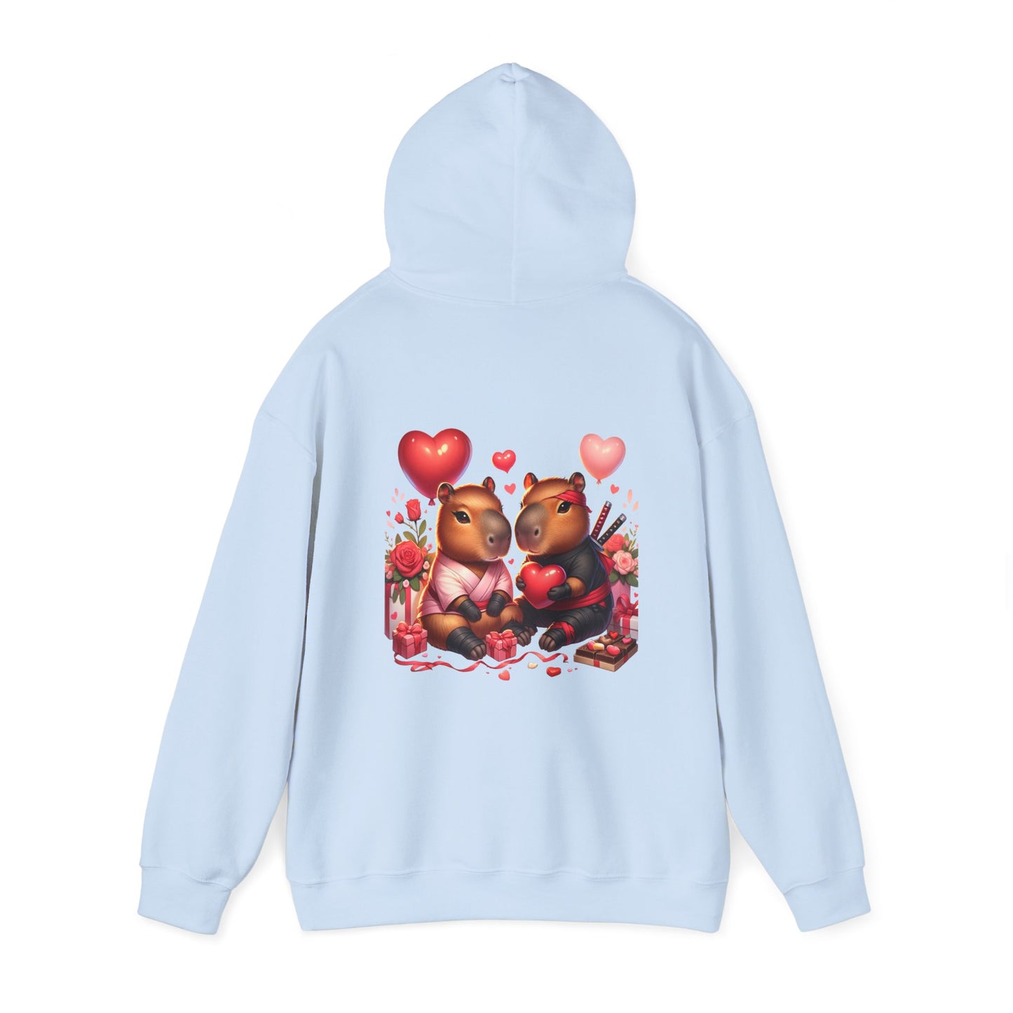 Valentine Capybara Ninja Unisex Heavy Blend Hooded Sweatshirt