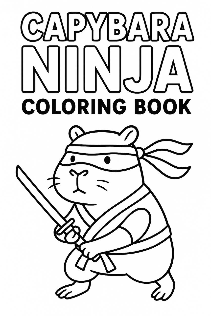 🖌️ Capybara Ninja Coloring Book Vol. 1 (52 Pages)