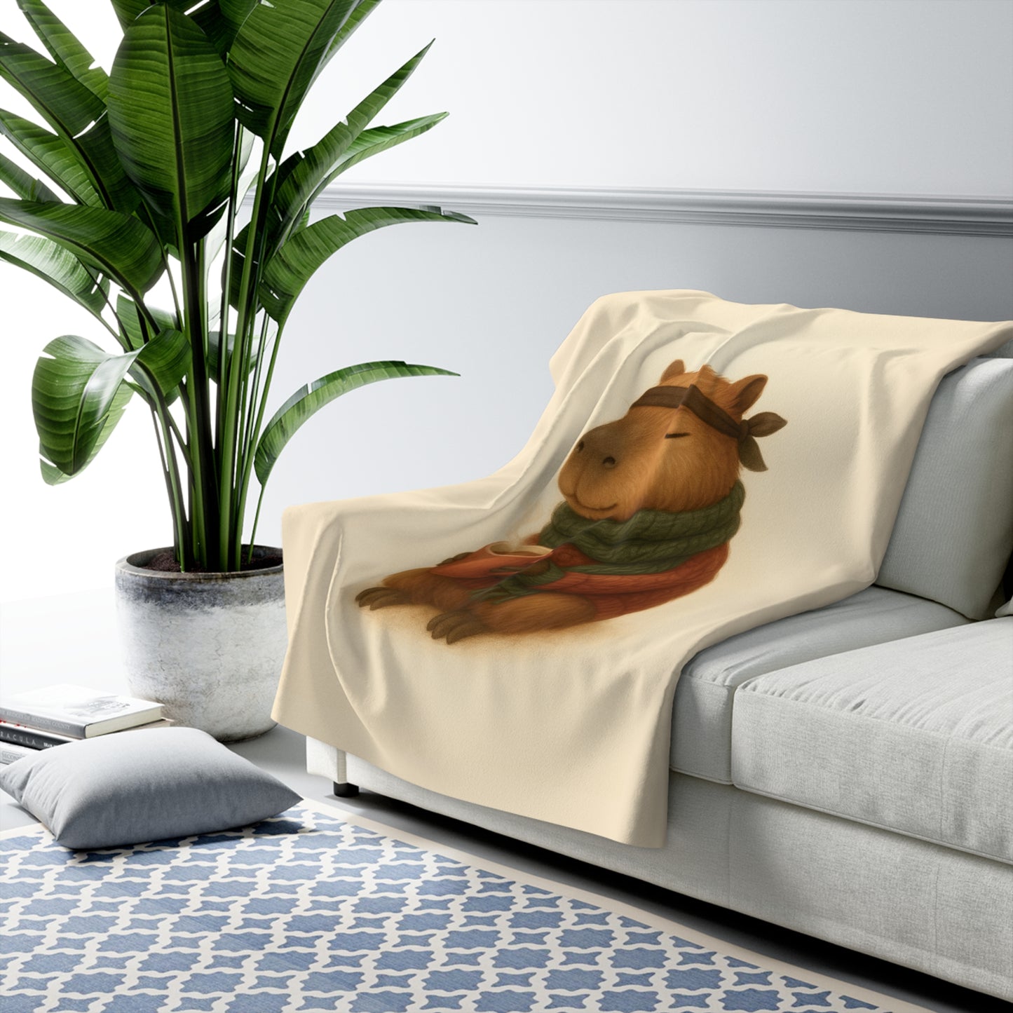 Capybara Ninja™ Winter Sherpa Blanket – Calm, Cozy, Warm