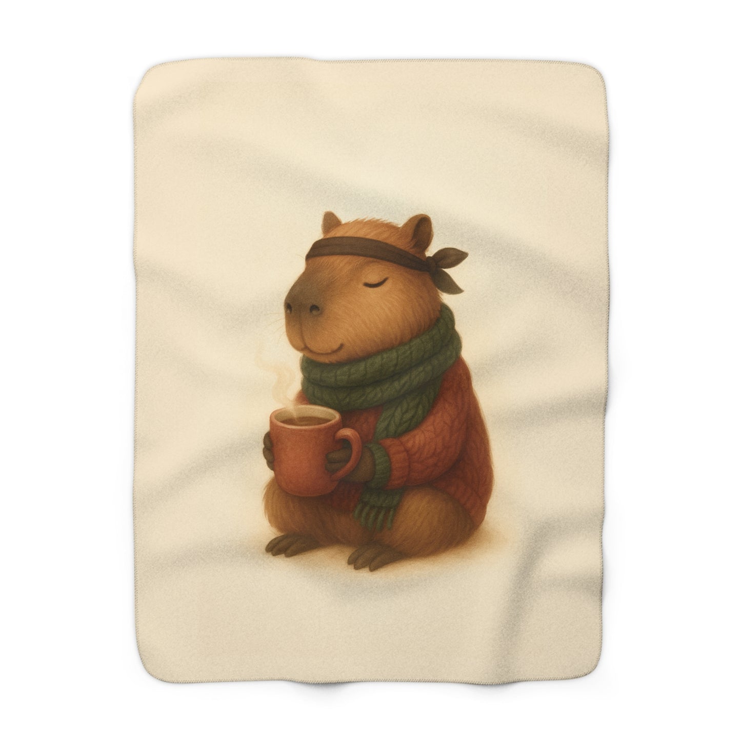 Capybara Ninja™ Winter Sherpa Blanket – Calm, Cozy, Warm