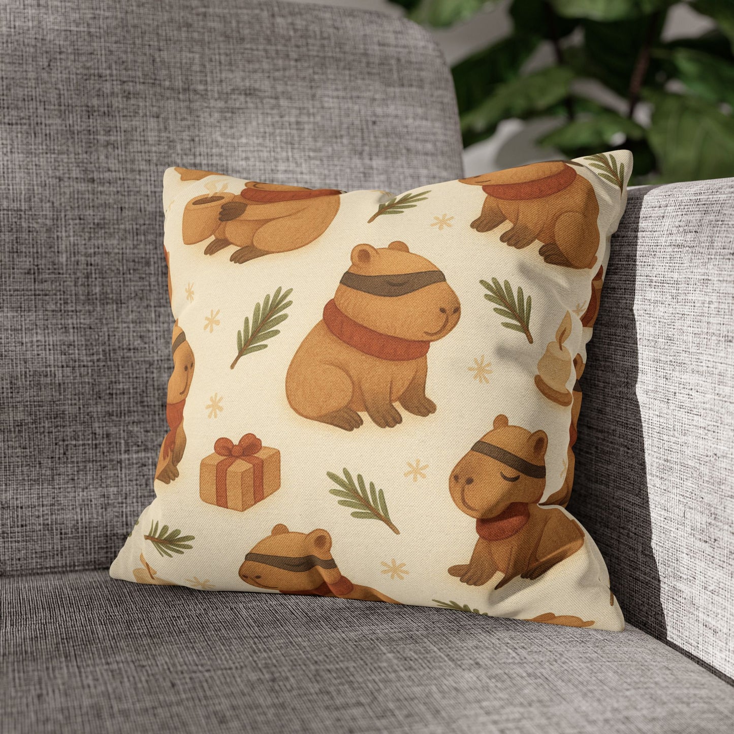 Capybara Ninja™ Cozy Winter Pillow — Calm, Soft & Premium Square Cushion
