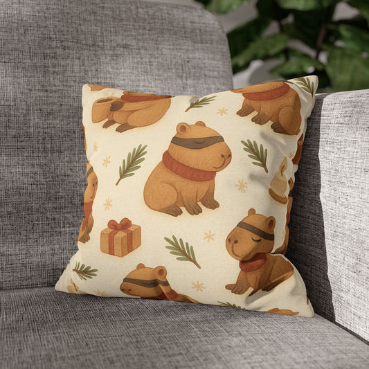 Capybara Ninja™ Cozy Winter Pillow — Calm, Soft & Premium Square Cushion