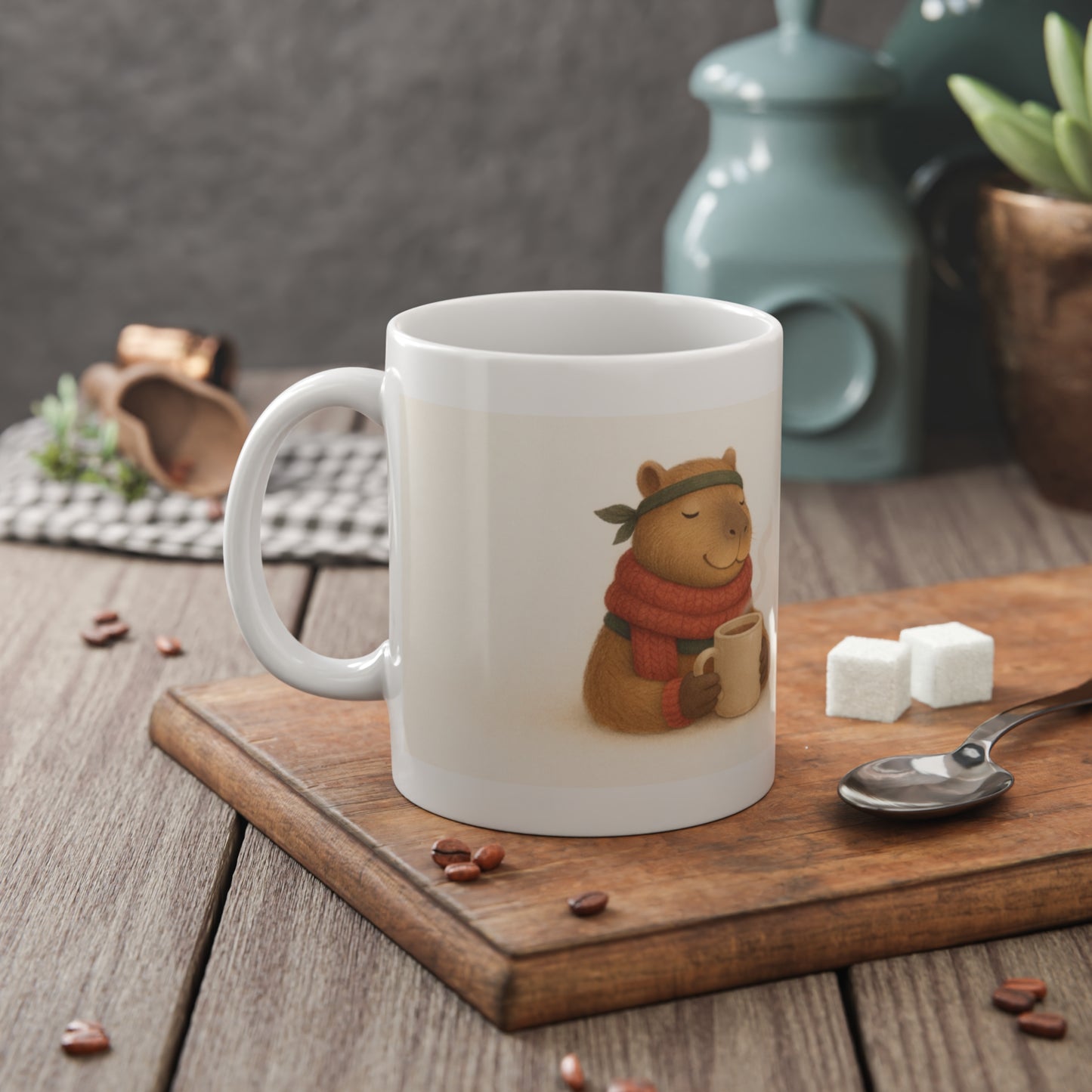 Capybara Ninja™ Cozy Winter Mug — 11oz Ceramic