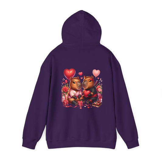 Valentine Capybara Ninja Unisex Heavy Blend Hooded Sweatshirt