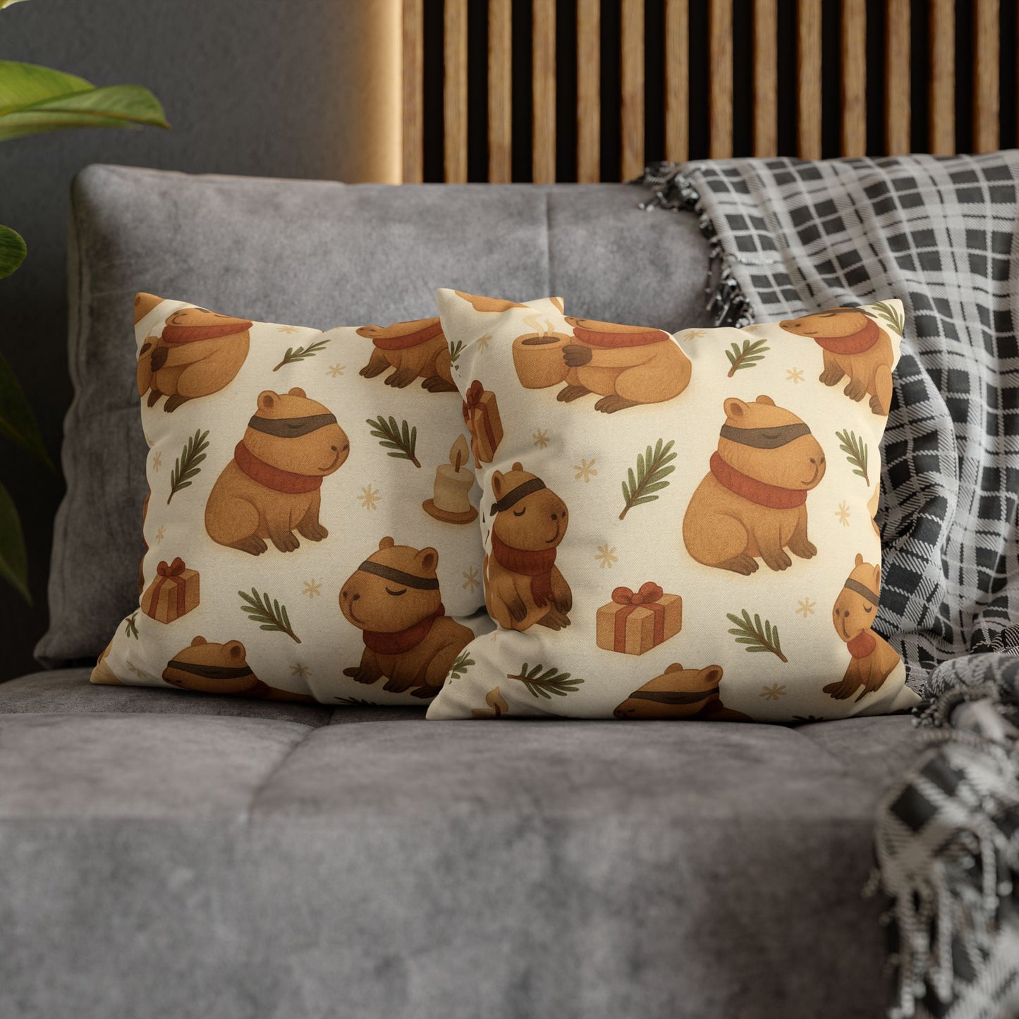 Capybara Ninja™ Cozy Winter Pillow — Calm, Soft & Premium Square Cushion