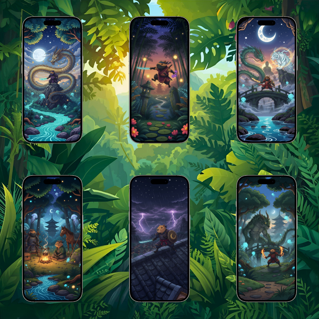 Capybara Ninja Wallpaper Pack x52 (PC, Tablet & Phone)