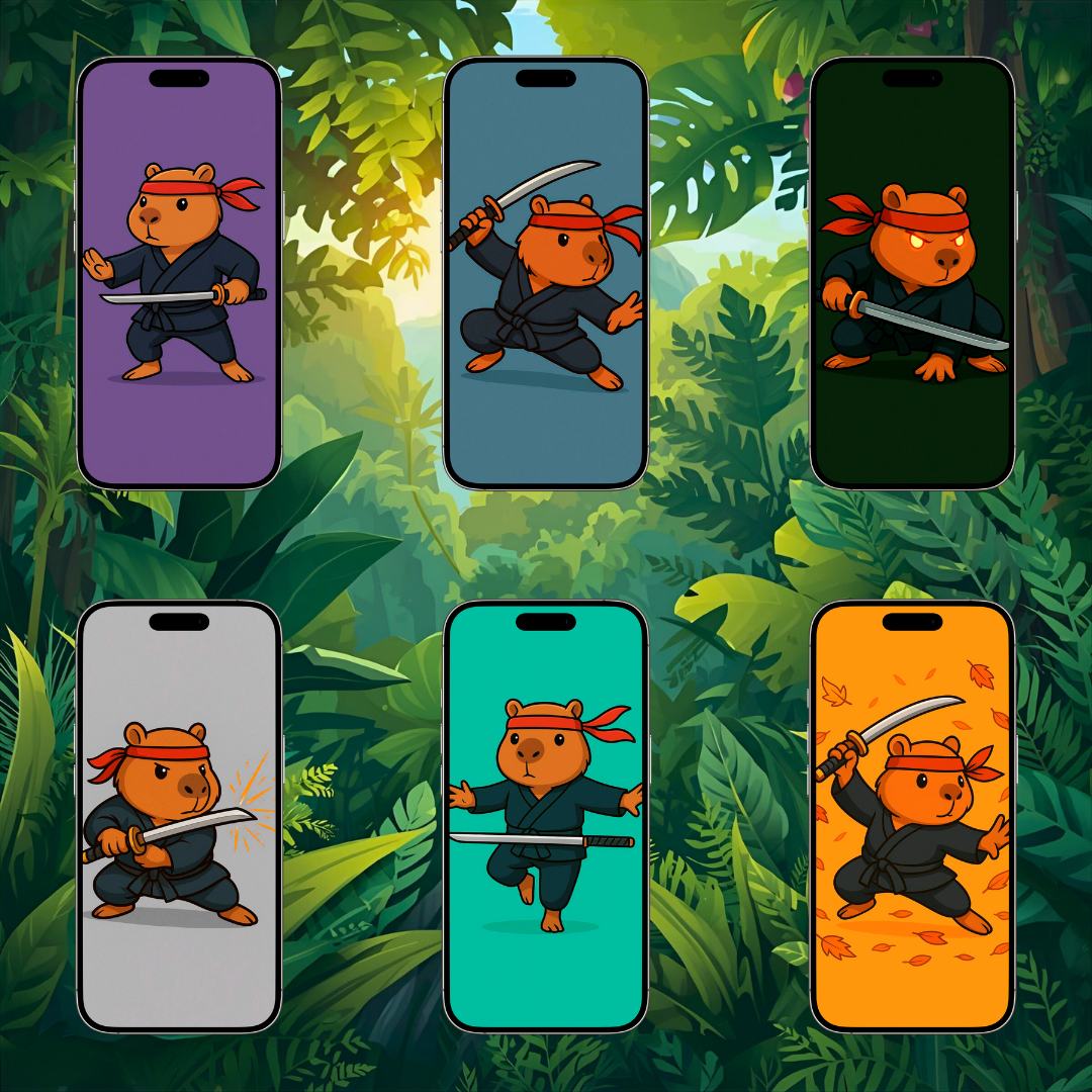 Capybara Ninja: The Ultimate Smartphone Wallpaper Pack (26 Designs)